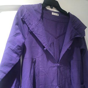 Linen Dress/Coat with hood and pockets